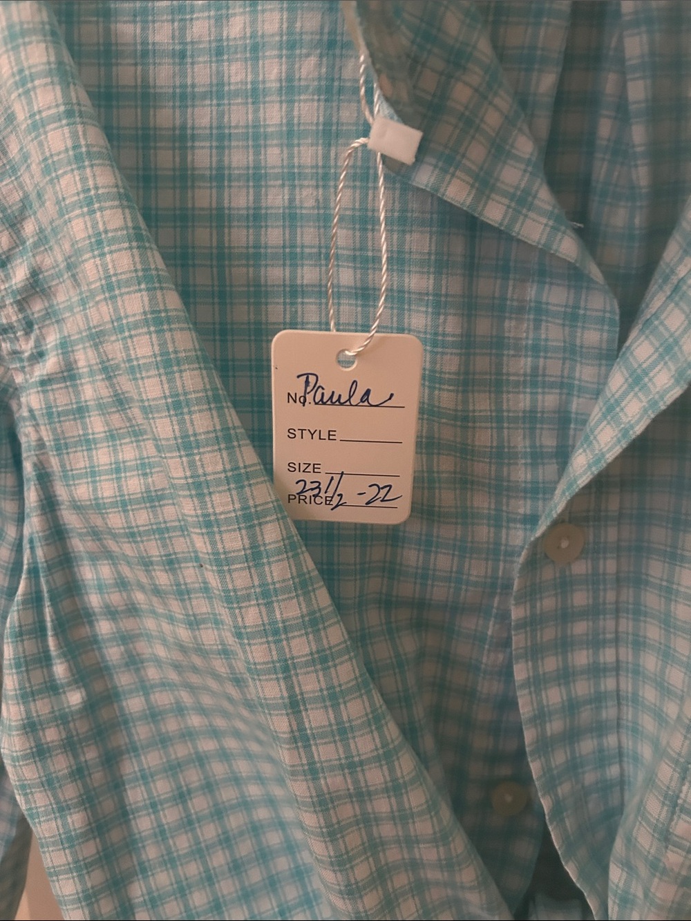 U.S. Polo Assn. Light Blue Plaid Button-Down Shirt recreated for a woman. - Picture 3 of 4